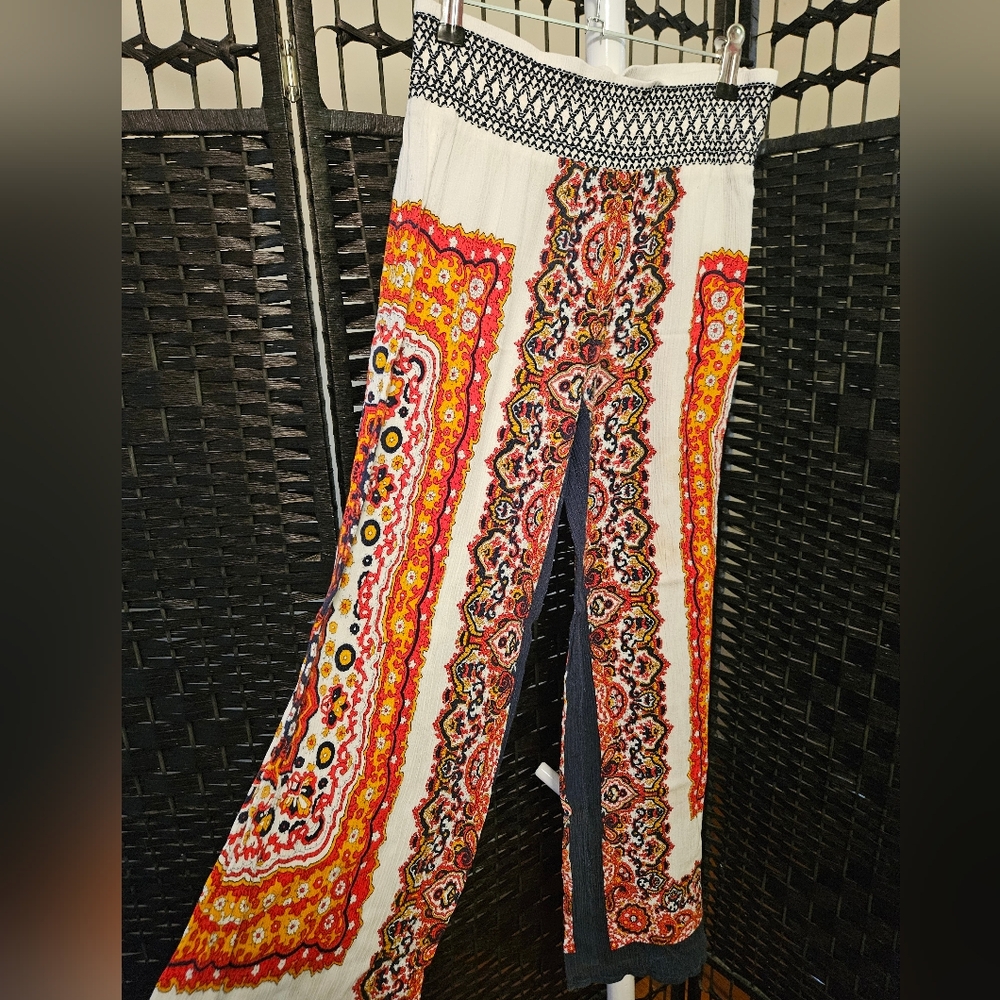 Vibrant Wide-Leg Pants with Bohemian Flair